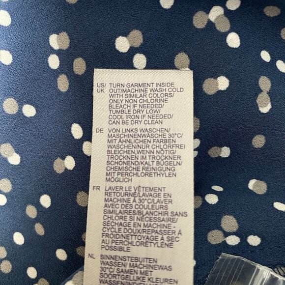 NYDJ Pintuck Pleat Back Blouse Plus Size 1X Pisco Polka Dot Blue White 3/4 Sleev - Picture 11 of 15